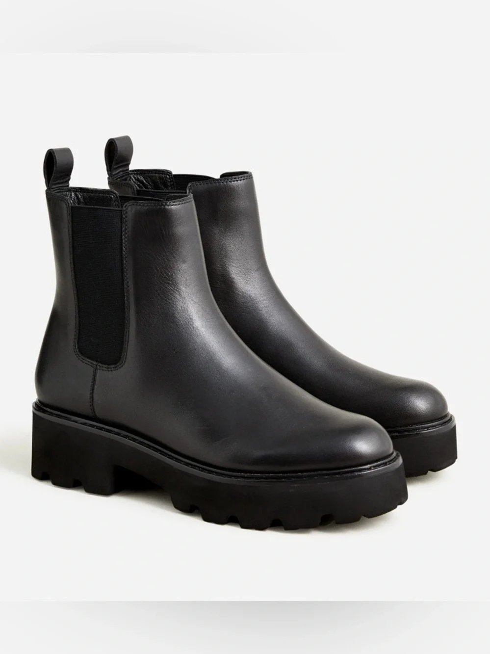 J. Crew Lug-sole Chelsea boots in leather. Women’s size 10.